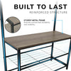 Coat Rack Stand with Shoe Storage Bench 9 Hooks Rustic 2 Colours Entrance Hall