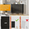 Black Fluted 5 Drawer Dresser Bedroom Nightstand Cabinet Wood Chest of Drawers