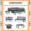 Sofa Set Aluminium Outdoor 6 Piece Garden Furniture with Fire Pit Table Grey