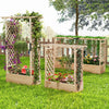 Raised Garden Bed Fir Wood Climbing Planter Box w/2-Sided Trellis & Hanging Roof