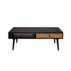Coffee Table Matt Black Rectangular Wooden With Window Shelf And Drawer Modern