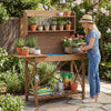 Wooden Garden Workstation with Bottom Storage Shelf