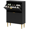Slim Shoe Storage Cabinet with 2 Flip Drawers for Hallway, Black