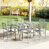 7 Pieces Garden Dining Set with Stackable Chairs with Umbrella Hole