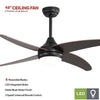 48 inch Ceiling Fan with Light Remote Control Indoor Ceiling Lamps 3 Wind Speeds