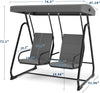 2-Person Garden Swing Seat Outdoor Porch Swing Chair w/ Adjustable Canopy Cover