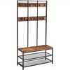 Large Rustic Coat Rack With Seat Entryway Shoe Rack Hall Tree Shoe Bench Shelves
