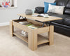 Wooden Coffee Table Lift Top Up With Storage Shelf Living Room Furniture Oak