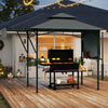 Outdoor Double-Tiered BBQ Canopy Shelter w/ 2 Shelves-Grey