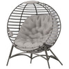 Egg Chair with Soft Cushion Steel Garden Basket Chair for Outdoor, Light Grey