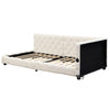 Upholstered Single Bed Frame 3ft Daybed w/ Headboard, Boucle, 90x190 cm, Beige