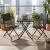 3 Piece Rattan Bistro Dining Set Outdoor Garden Balcony Folding Table Chair