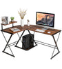 L-Shaped Corner Computer Desk PC Table Workstation W/ Monitor Stand & Host Tray