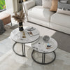 2pcs Nesting Round Coffee Table Sintered Stone End Tables Living Room Furniture