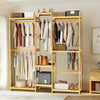 Thicken Bamboo Clothes Rail Garment Rack Cloakroom Open Wardrobe Walk-in Closet