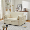 Modern Corduroy Sofa Bed 2-Seater Pull-Out Loveseat Sleeper w/ USB Ports