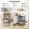 Rolling Kitchen Storage Trolley Cart Cupboard Island Stainless Steel Top Grey