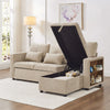 3-in-1 Chenille Sectional Sleeper Sofa Bed with Reversible Storage Chaise, USB