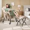 Comfy Armchair with Footstool, Lazy Chair with Footstool Accent Sofa Chair