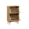 Manila Oak & Rattan 2 Door Flip Down Shoe Storage Cabinet Rack Hallway Furniture