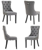 Plush Velvet Dining Chairs with Knocker 1 2 4 6 Black Grey Beige Stud Detailing