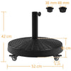 Wheeled 25kg Self-weight Patio Umbrella Base, Heavy-Duty Resin Base Stand Black
