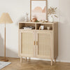 Set of 2 Modern Rattan Sideboard Cabinets – Buffet Storage with Shelves for Home