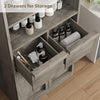 Bathroom Cabinet,51" Freestanding Storage Unit w/Doors&2-Drawer,White/Black/Gray