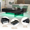 COSTWAY Modern LED Coffee Table High-Gloss Accent Table with 3 Storage Drawers