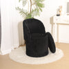 Ottoman Storage Stool Ribbed Round Pouffe Seat 3-in-1 Compact Chair Footstool
