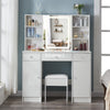 Dressing Table with LED Mirror Drawers Vanity Table Makeup Desk Stool Set White