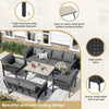 Garden Furniture Set Outdoor 8 Seater Corner Sofa with Glass Dining Table, Grey