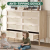 8 Drawer Dresser Rattan Dresser for Bedroom Living Room Chest of Drawer w/Handle