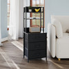 Bedside Table with Charging Station and LED Light Strips Nightstand W/ 3 Drawers