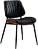 Set of 2 Mid Century Dining Chairs PU Leather Seat Walnut Bentwood Metal Legs