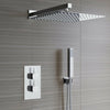 Concealed Thermostatic Shower Mixer Square Black Bathroom Twin Head Valve Set