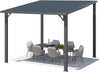 3x3m Aluminium Lean-to Gazebo, Wall-Mounted Iron Hardtop Roof Pergola
