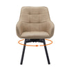 2x Beige Swivel Dining Chairs Faux Leather Padded Seat Dining Room Chair Modern