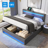 Upholstered Ottoman Bed 5ft King Size LED Hydraulic Bed Frame with Storage Grey