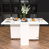 Foldable Dinner Table with Wheels and Storage Shelf Space Saving Dining Table