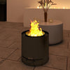 13 KW Rattan Gas Fire Pit Table, Garden Propane Fire Pit Coffee Table, Grey