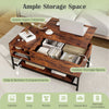 Lift Top Coffee Table with Hidden Compartment & Removable Storage Shelf（Brown）