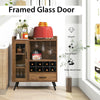Industrial Storage Cabinet Wooden Cupboard Buffet Sideboard W/ Wine Glass Holder
