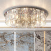 Round Crystal Chandelier Flush Mount LED Ceiling Light Fixture Lamp Color Adjust