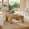 Square Coffee Table, 39-Inch Farmhouse Wooden Center Tea Table for Living Room