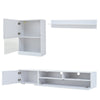 High Gloss White TV Wall Unit Set of 3 with LED Lights Display Cabinet & Shelves