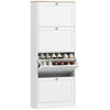 Slim Shoe Storage Cabinet with 4 Flip Drawers and Adjustable Divider White