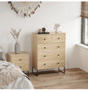 Chest Of 5 Drawers Storage Unit Zig Zag Design w/ Black Metal Handles