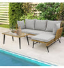 Outdoor Wicker Furniture Set Heavy-Duty Metal Frame w/Cushions-Grey