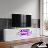 150cm White High Gloss TV Stand Cabinet TV Unit with LED Lights Storage Doors